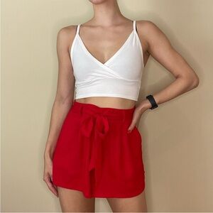 Forever 21 Red Tie-Front Shorts